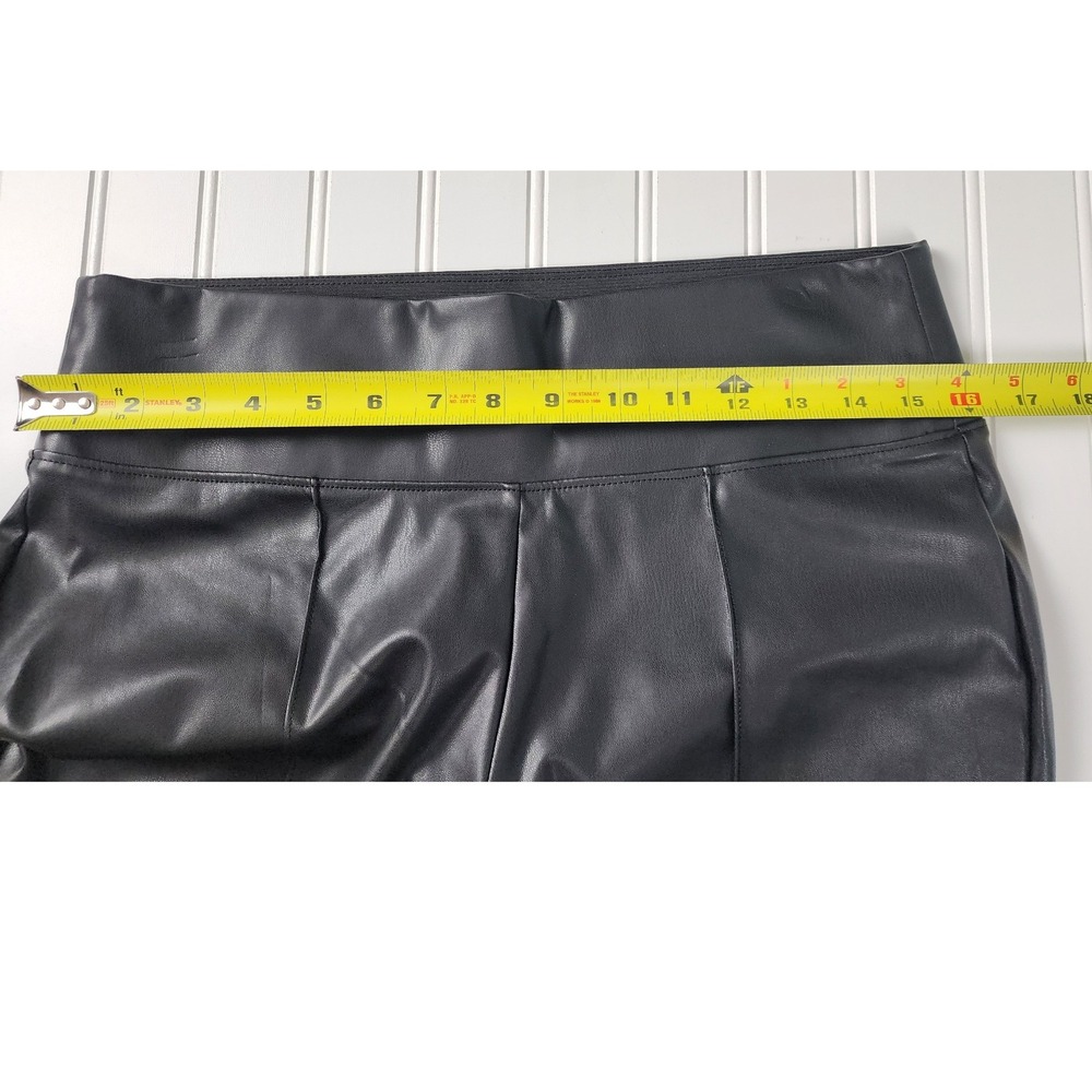 Nine West Faux Leather Leggings Womens Medium Black High Rise Seamed Pull On - Picture 7 of 10